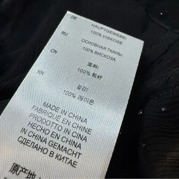 IRO Paris Lonila Ruffled Glitter-Embellished Georgette Blouse Medium Sz 36 Black